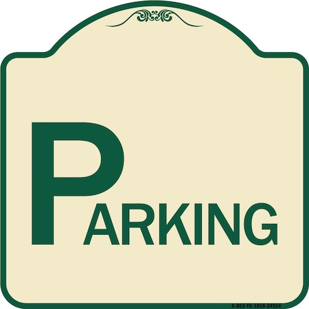 Signmission Designer Series Sign-Parking, Tan & Green Heavy-Gauge Aluminum Sign, 18" x 18", TG-1818-24514 A-DES-TG-1818-24514